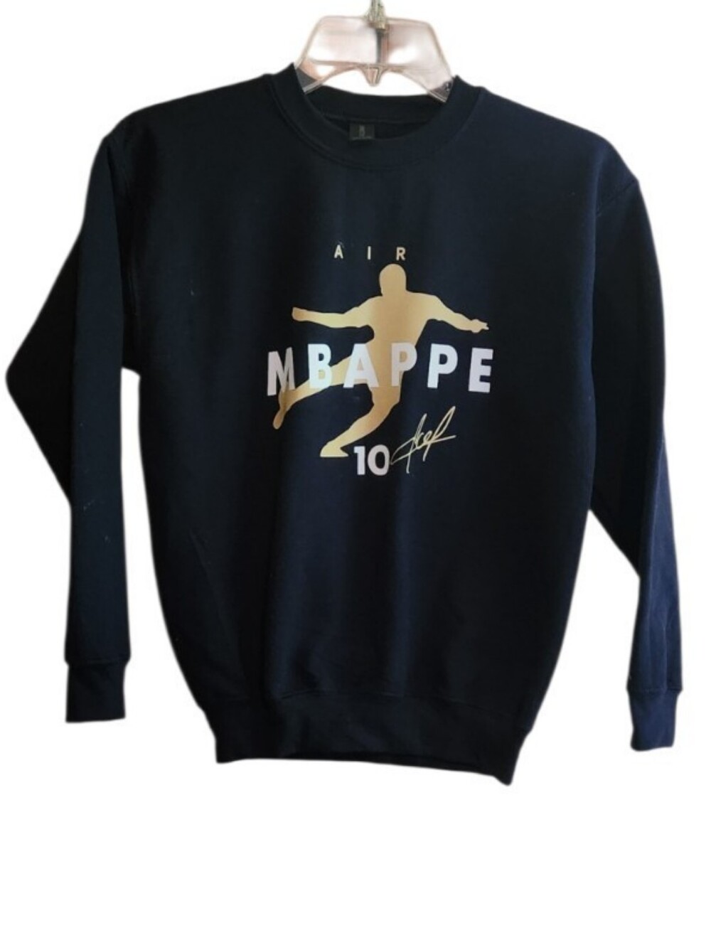Gildan Black Crewneck Sweatshirt with Gold Kylian Mbappé Graphic